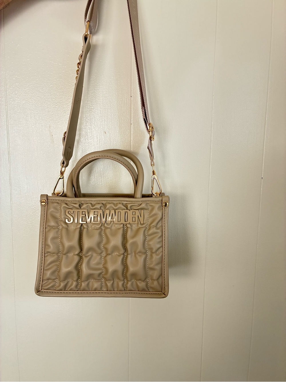 Steve Madden Taupe Quilted Top-Handle Satchel - Picture 6 of 11